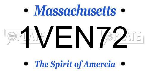 1VEN72 Massachusetts License Plate