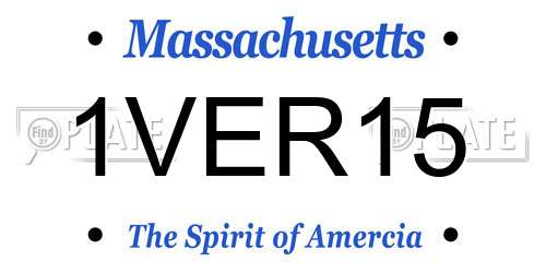 1VER15 Massachusetts License Plate