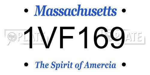 1VF169 Massachusetts License Plate