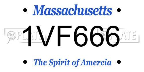 1VF666 Massachusetts License Plate