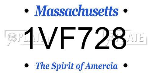 1VF728 Massachusetts License Plate