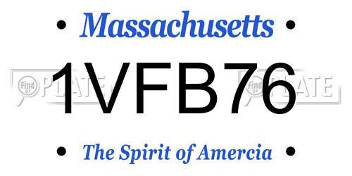 1VFB76 Massachusetts License Plate