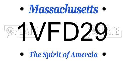 1VFD29 Massachusetts License Plate
