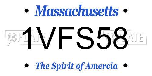 1VFS58 Massachusetts License Plate