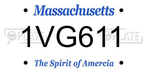 1VG611 Massachusetts License Plate