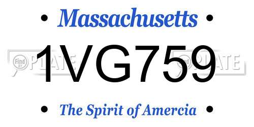 1VG759 Massachusetts License Plate