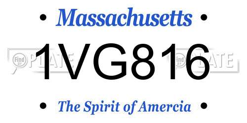 1VG816 Massachusetts License Plate