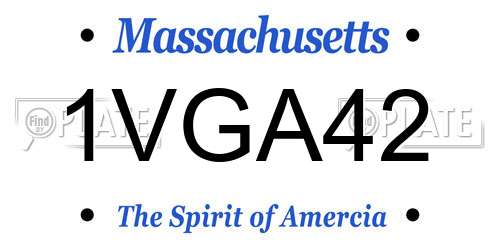 1VGA42 Massachusetts License Plate