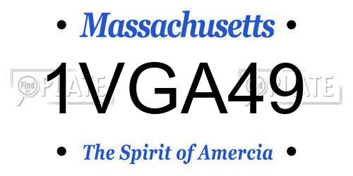 1VGA49 Massachusetts License Plate