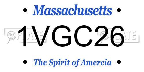 1VGC26 Massachusetts License Plate