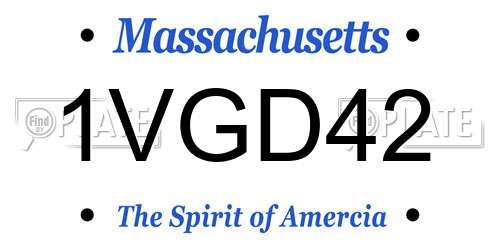 1VGD42 Massachusetts License Plate