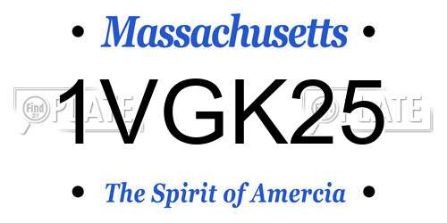 1VGK25 Massachusetts License Plate