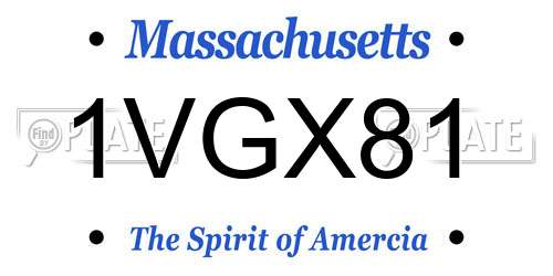 1VGX81 Massachusetts License Plate