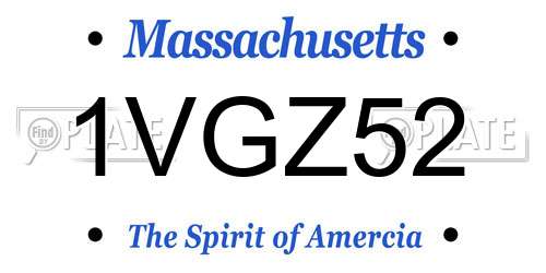1VGZ52 Massachusetts License Plate
