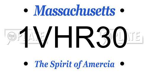1VHR30 Massachusetts License Plate