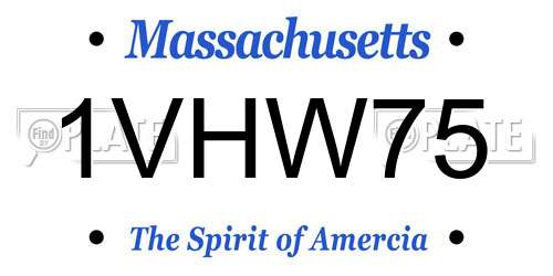 1VHW75 Massachusetts License Plate