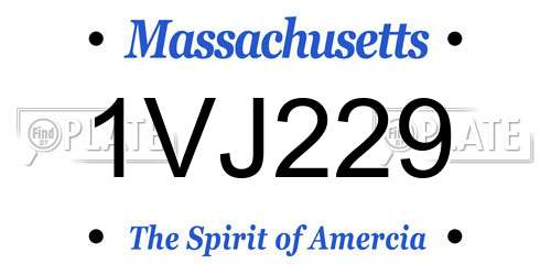 1VJ229 Massachusetts License Plate