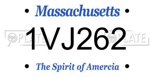 1VJ262 Massachusetts License Plate
