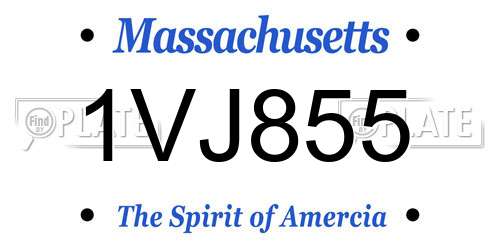 1VJ855 Massachusetts License Plate