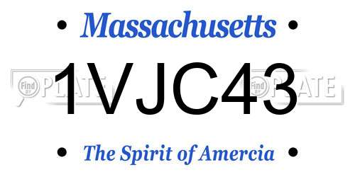 1VJC43 Massachusetts License Plate