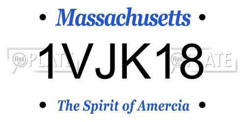 1VJK18 Massachusetts License Plate