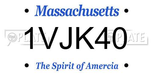 1VJK40 Massachusetts License Plate