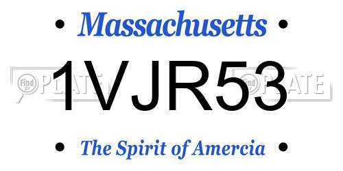 1VJR53 Massachusetts License Plate