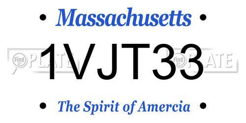 1VJT33 Massachusetts License Plate