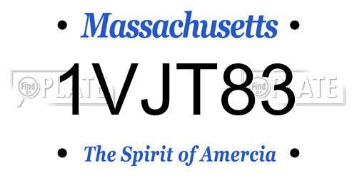 1VJT83 Massachusetts License Plate