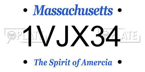1VJX34 Massachusetts License Plate