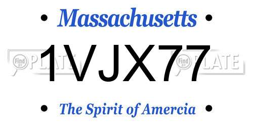 1VJX77 Massachusetts License Plate
