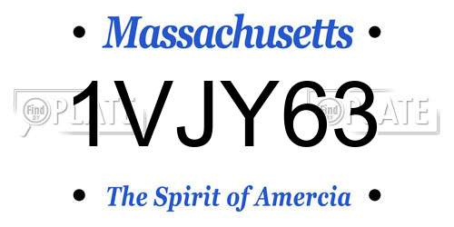 1VJY63 Massachusetts License Plate