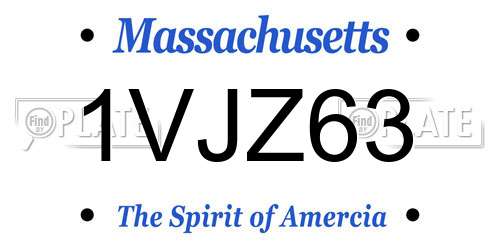1VJZ63 Massachusetts License Plate