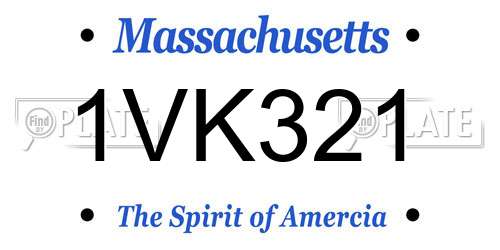 1VK321 Massachusetts License Plate