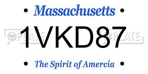 1VKD87 Massachusetts License Plate