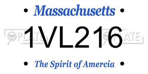 1VL216 Massachusetts License Plate