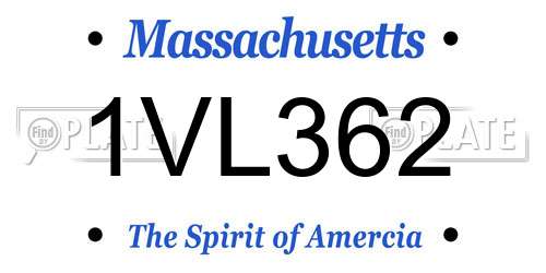 1VL362 Massachusetts License Plate