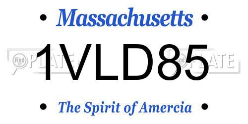 1VLD85 Massachusetts License Plate