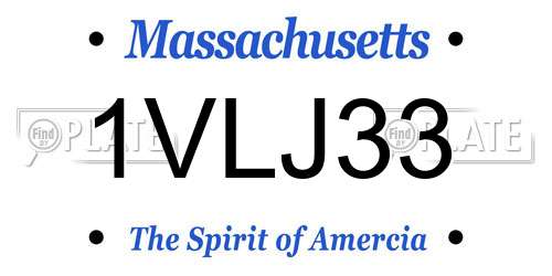 1VLJ33 Massachusetts License Plate