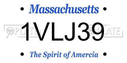 1VLJ39 Massachusetts License Plate