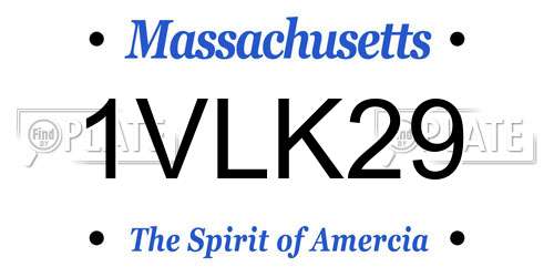 1VLK29 Massachusetts License Plate