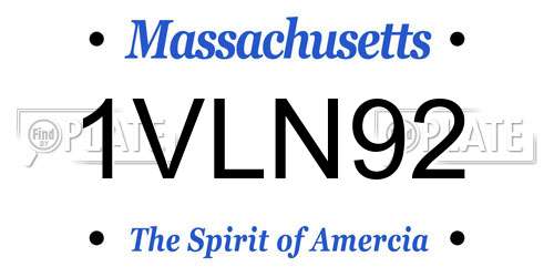 1VLN92 Massachusetts License Plate