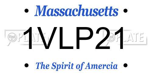 1VLP21 Massachusetts License Plate