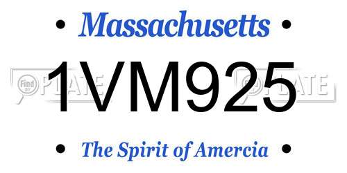 1VM925 Massachusetts License Plate