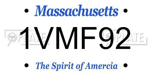 1VMF92 Massachusetts License Plate