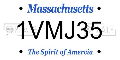 1VMJ35 Massachusetts License Plate