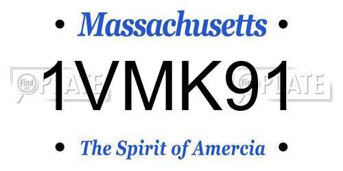 1VMK91 Massachusetts License Plate