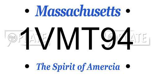 1VMT94 Massachusetts License Plate