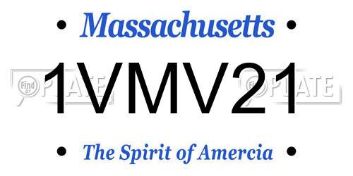 1VMV21 Massachusetts License Plate