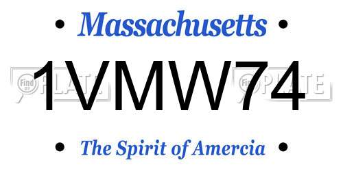 1VMW74 Massachusetts License Plate